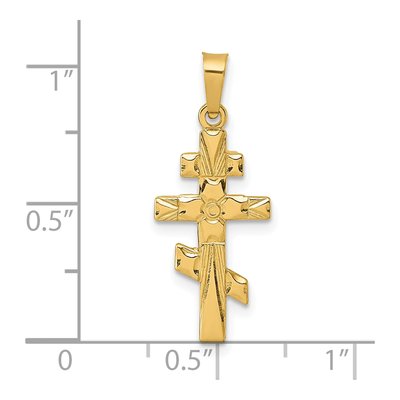 14K Yellow Gold Eastern Orthodox Cross Pendant – view 5
