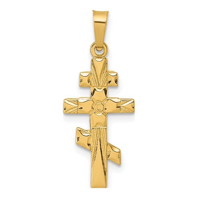 14K Yellow Gold Eastern Orthodox Cross Pendant