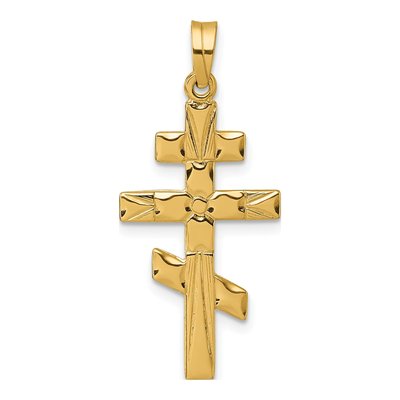 14K Yellow Gold Eastern Orthodox Cross Pendant