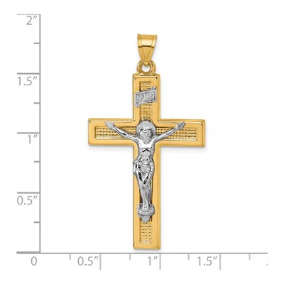 14K Yellow Gold INRI Crucifix Cross Pendant – view 5