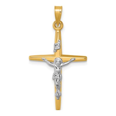 14K Yellow Gold INRI Crucifix Cross Pendant