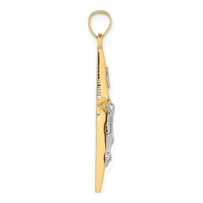 14K Yellow Gold INRI Crucifix Cross Pendant – view 3