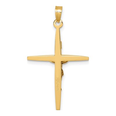 14K Yellow Gold INRI Crucifix Cross Pendant – view 4