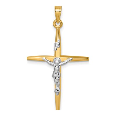14K Yellow Gold INRI Crucifix Cross Pendant