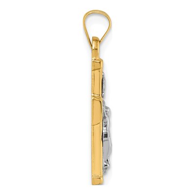14K Two-Tone Gold INRI Crucifix Cross Pendant – view 3