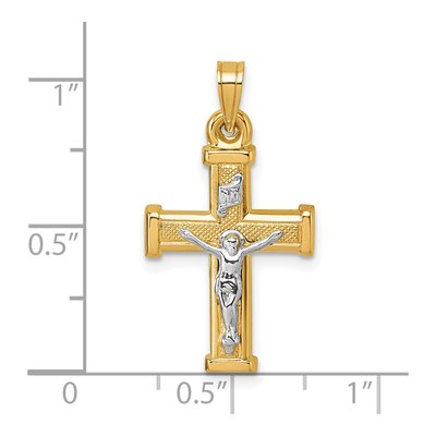 14K Two-Tone Gold INRI Crucifix Cross Pendant – view 5