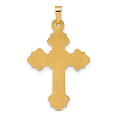 14K Yellow Gold Fleur de Lis INRI Crucifix Pendant – view 4