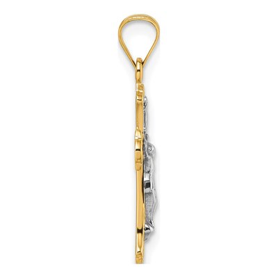 14K Yellow Gold Fleur de Lis INRI Cross Pendant – view 3