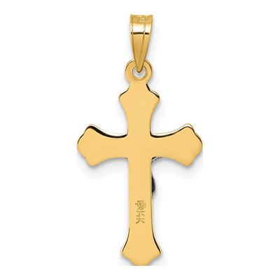 14K Yellow Gold Fleur de Lis INRI Cross Pendant – view 4