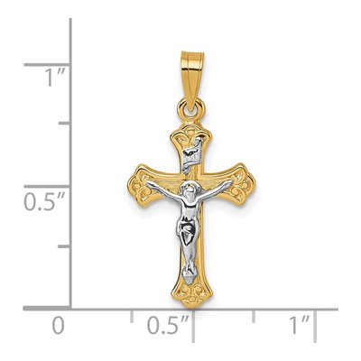 14K Yellow Gold Fleur de Lis INRI Cross Pendant – view 5