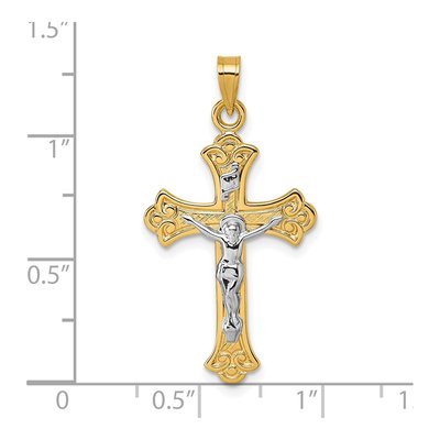 14K Yellow Gold Fleur de Lis Crucifix Pendant – view 5