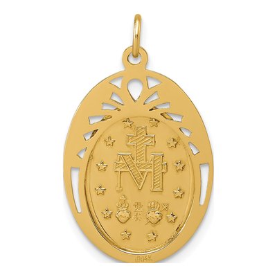 14K Yellow Gold Miraculous Medal Oval Pendant – view 4