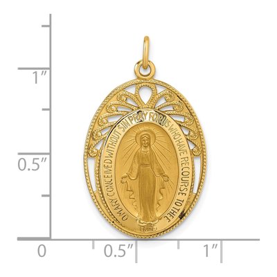 14K Yellow Gold Miraculous Medal Oval Pendant – view 5