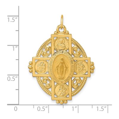 14K Yellow Gold Miraculous Medal Four-Way Cross Pendant – view 5