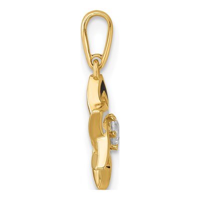14K Yellow Gold CZ Enamel Star of David Pendant – view 3