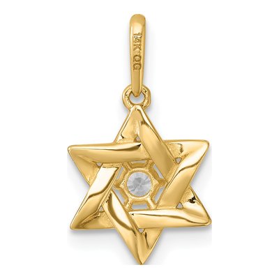 14K Yellow Gold CZ Enamel Star of David Pendant – view 4