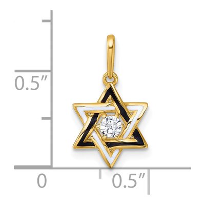 14K Yellow Gold CZ Enamel Star of David Pendant – view 5