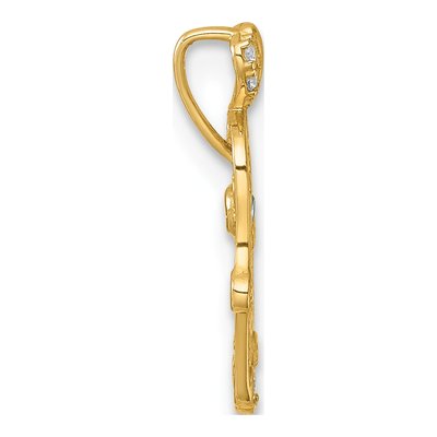 14K Yellow Gold CZ Hamsa Slide Pendant – view 3