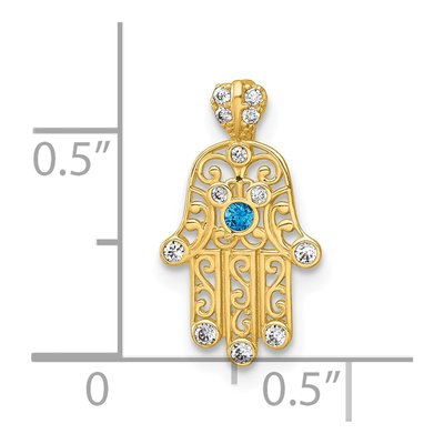 14K Yellow Gold CZ Hamsa Slide Pendant – view 5