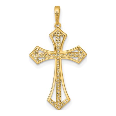 14K Yellow Gold CZ Passion Cross Pendant – view 4