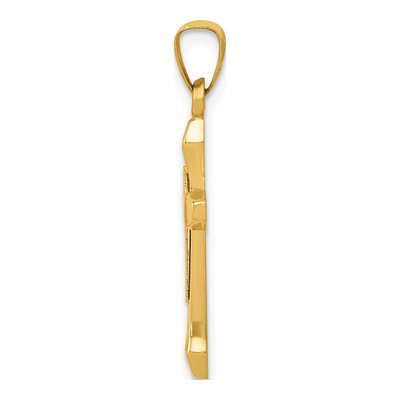14K Gold & Rhodium Hollow Cross Pendant – view 3