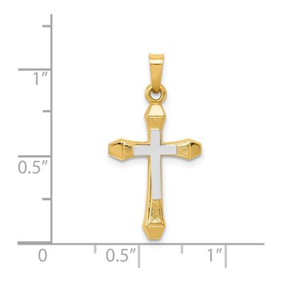 14K Gold & Rhodium Hollow Cross Pendant – view 4