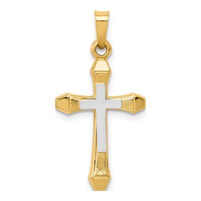 14K Yellow Gold Hollow Cross Pendant