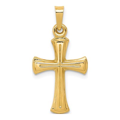 14K Yellow Gold Hollow Cross Pendant