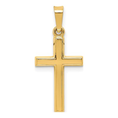 14K Yellow Gold Small Hollow Cross Pendant – view 4