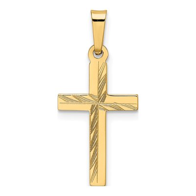 14K Yellow Gold Small Hollow Cross Pendant