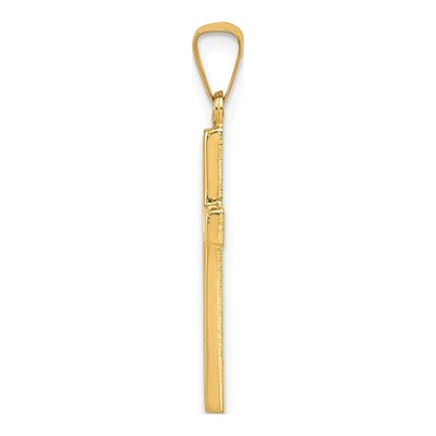 14K Yellow Gold Diamond-Cut Hollow Cross Pendant – view 3