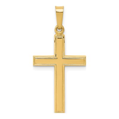 14K Yellow Gold Hollow Cross Pendant