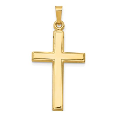 14K Yellow Gold Hollow Cross Pendant