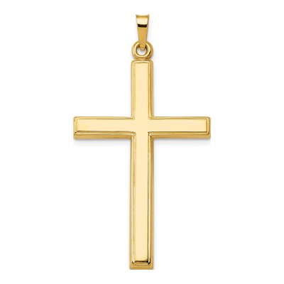 14K Yellow Gold Hollow Cross Pendant