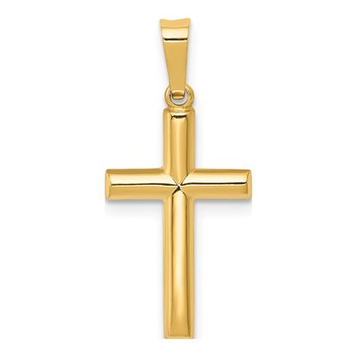 14K Yellow Gold Hollow Cross Pendant