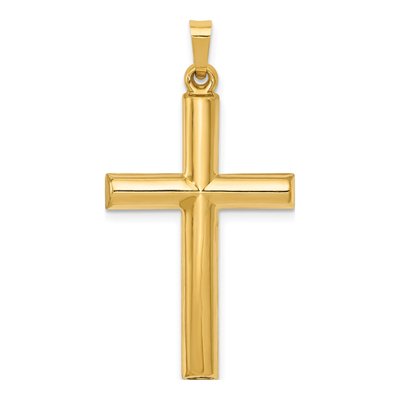 14K Yellow Gold Hollow Cross Pendant