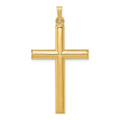 14K Yellow Gold Hollow Cross Pendant