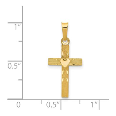 14K Yellow Gold Reversible Cross Heart Charm – view 4
