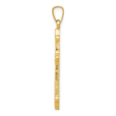 14K Yellow Gold Fleur de Lis Cross Pendant – view 3