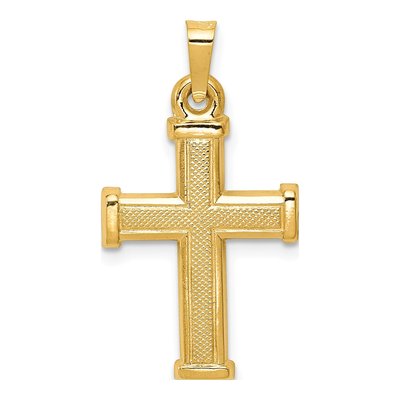 14K Yellow Gold Hollow Latin Cross Pendant