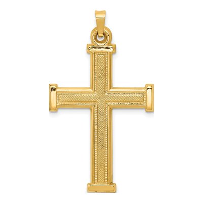14K Yellow Gold Hollow Latin Cross Pendant