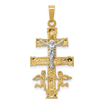 14K Two-Tone Gold Crucifix Cross Pendant