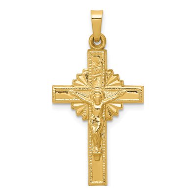 14K Yellow Gold INRI Crucifix Pendant