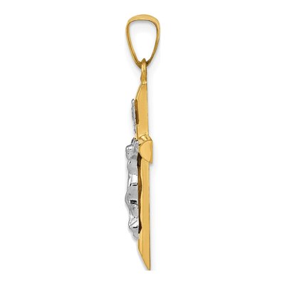 14K Two-Tone Gold INRI Hollow Crucifix Pendant – view 3