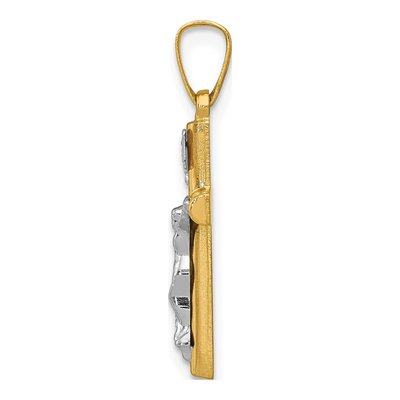 14K Two-Tone Gold INRI Crucifix Pendant – view 3