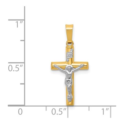 14K Two-Tone Gold INRI Crucifix Pendant – view 4