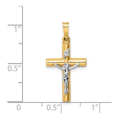 14K Two-Tone Gold INRI Crucifix Pendant – view 4