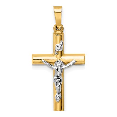 14K Two-Tone Gold INRI Crucifix Pendant