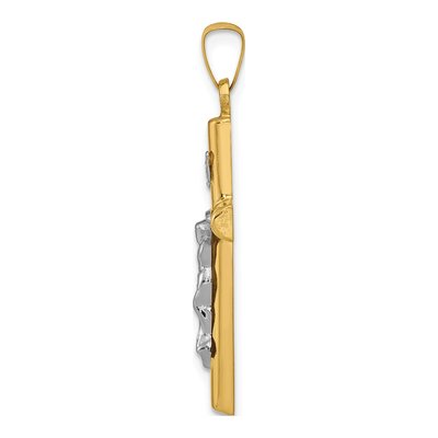 14K Two-Tone Gold INRI Crucifix Pendant – view 3