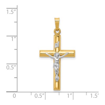 14K Two-Tone Gold INRI Crucifix Pendant – view 4